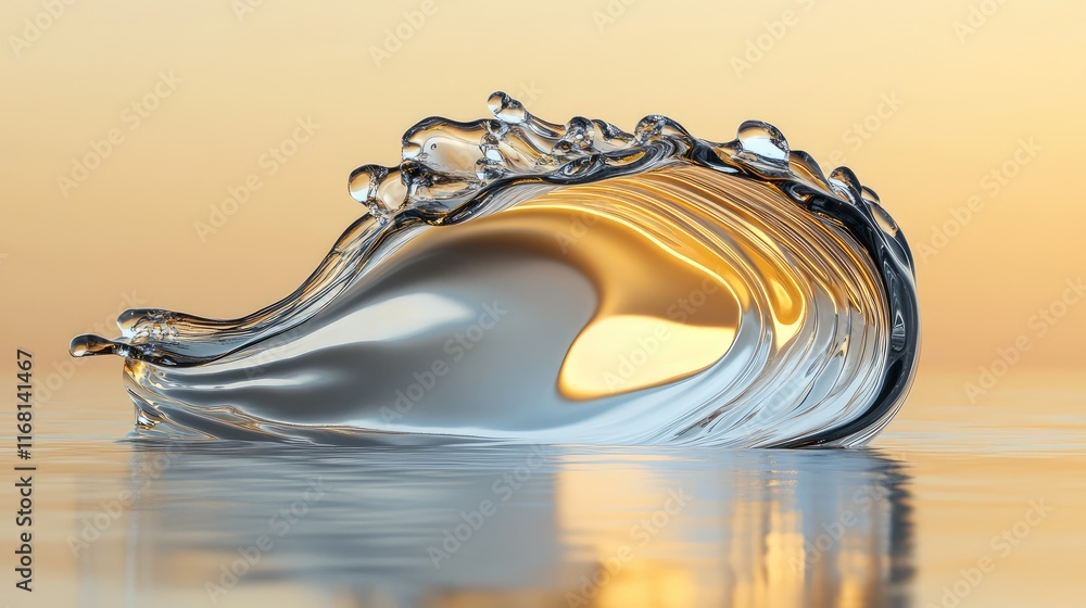 Aufkleber elegant wave effect on calm water, forming smooth and abstract shapes with light reflections on a ne