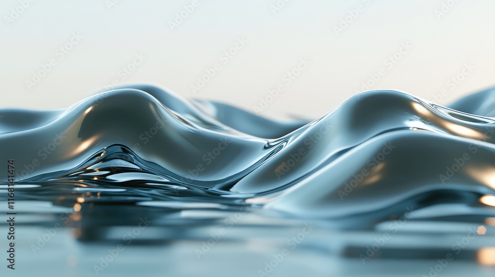Aufkleber elegant wave effect on calm water, forming smooth and abstract shapes with light reflections on a ne