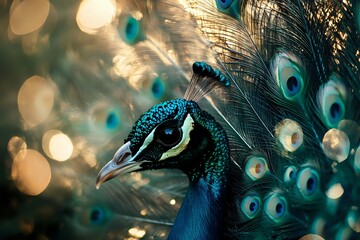 Majestic Peacock Portrait: A Teal Symphony