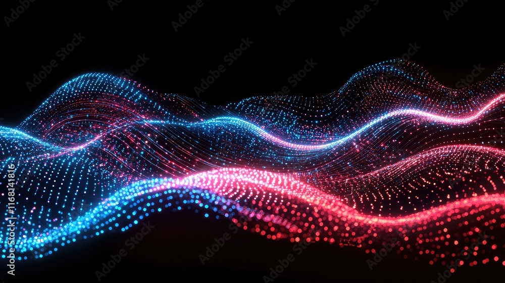 Poster futuristic ai-inspired background with glowing neon circuits and digital waves in a high-tech abstra