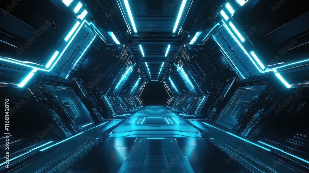 Poster futuristic glowing ai holographic designs with intricate geometric waveforms and smooth light effect