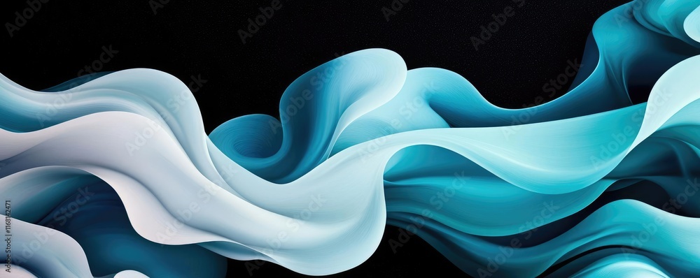 Poster chalkboard abstract background concept. abstract flowing waves in shades of blue and white create a 