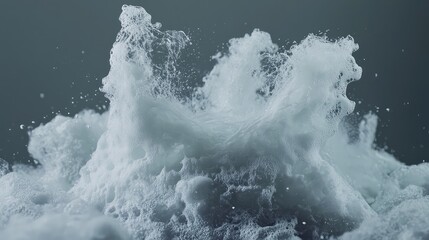 High-speed capture of water droplets colliding in the air, creating a dynamic explosion of ripples on a neutral gradient background