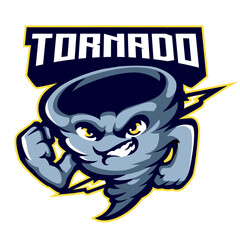 Tornado mascot logo with modern illustration concept style