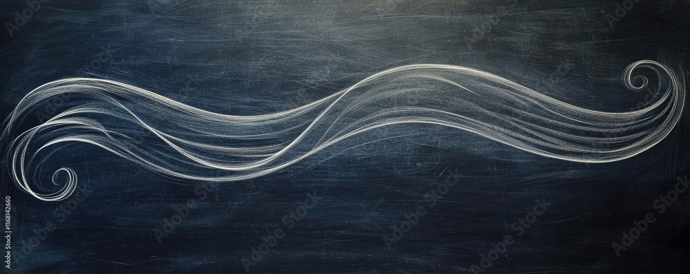 Poster chalkboard abstract background concept. elegant swirling lines on a chalkboard background for creati