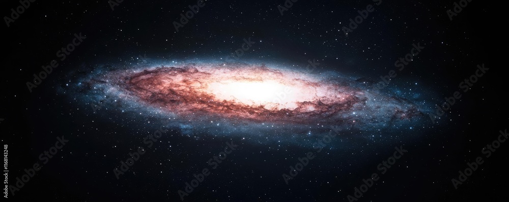 Poster galaxy abstract background idea. a breathtaking view of a spiral galaxy glowing in the vastness of s