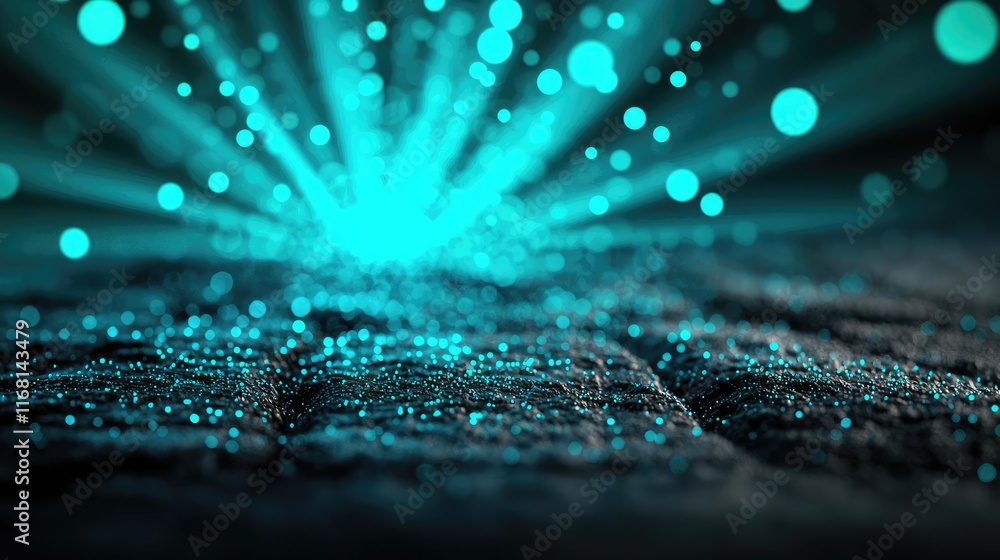 Poster burst abstract background idea. a vibrant blue light bursts from a textured surface, creating an abs