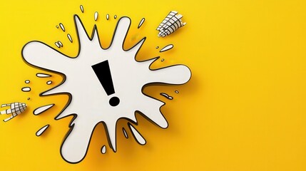 Fototapeta premium Dynamic Splash of Colorful Alert Symbol on Bright Yellow Background