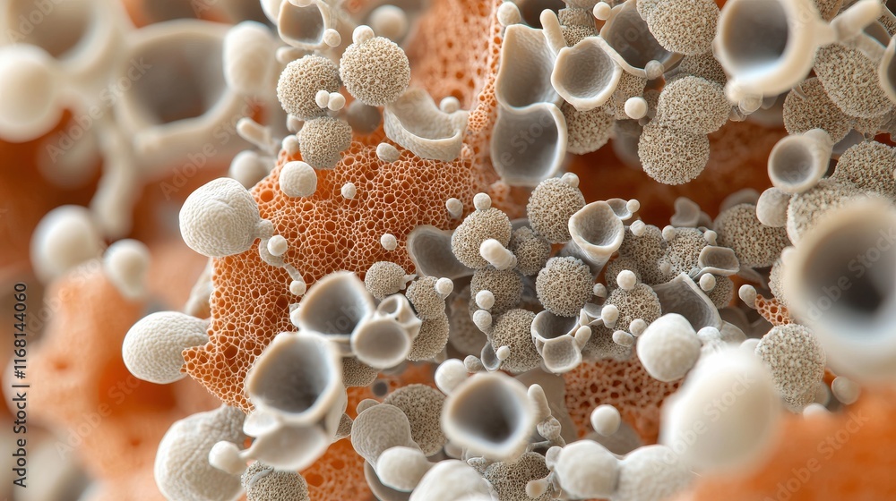 Poster exploring microbial life abstract environment science content close-up