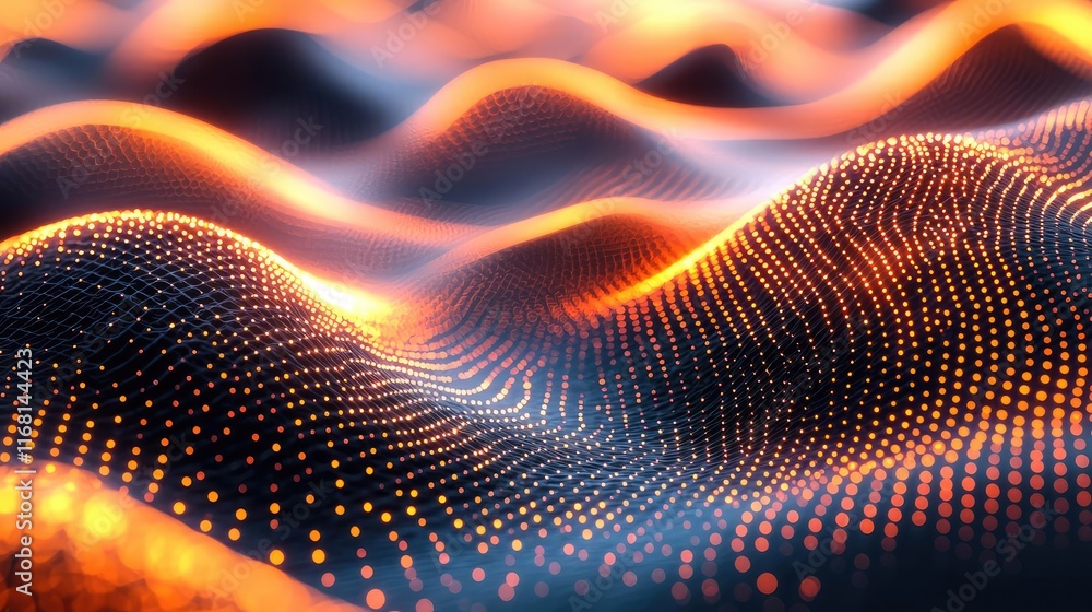 Poster burst abstract background idea. abstract digital landscape with flowing waves of colorful light and 