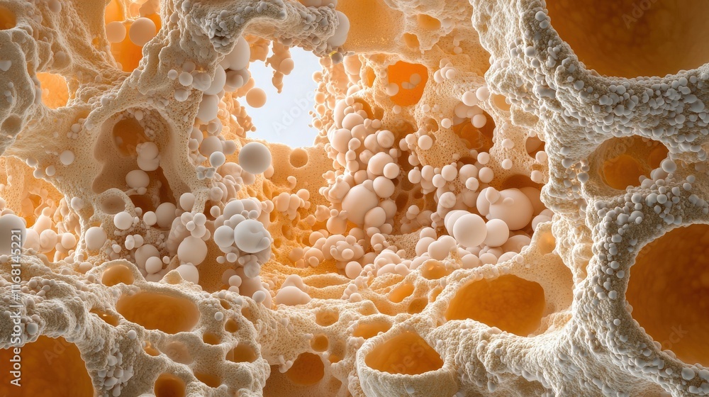 Poster scientific laboratory 3d render of intricate cellular structures