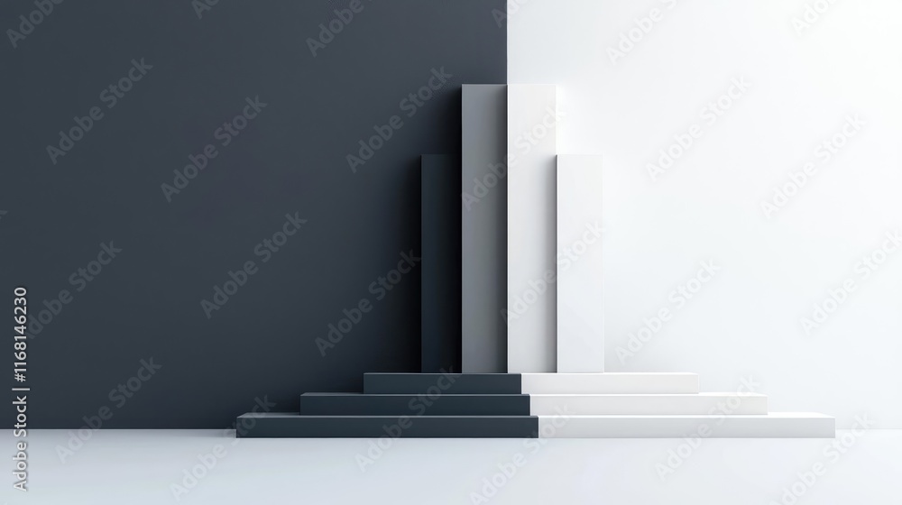 Poster grid abstract background concept. a minimalist composition of geometric shapes in black and white on