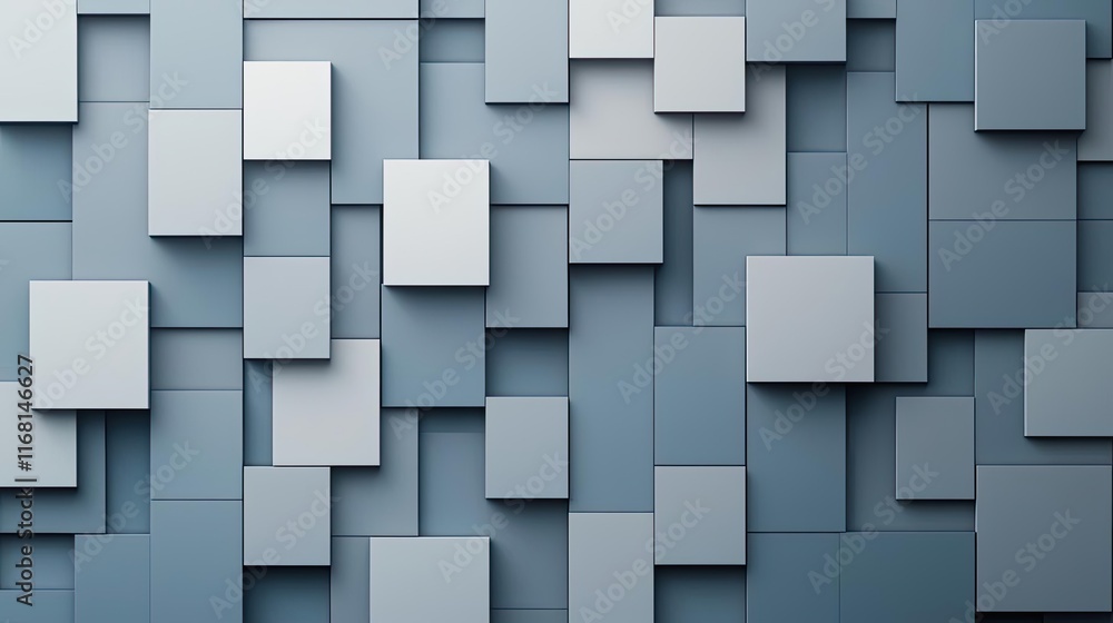 Aufkleber grid abstract background concept. stylish abstract background with 3d geometric shapes in blue and g