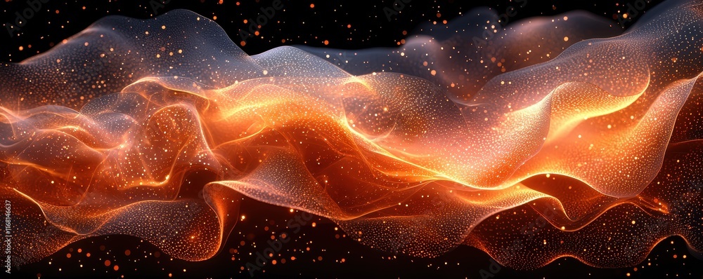 Poster dynamic abstract shapes with glowing lights