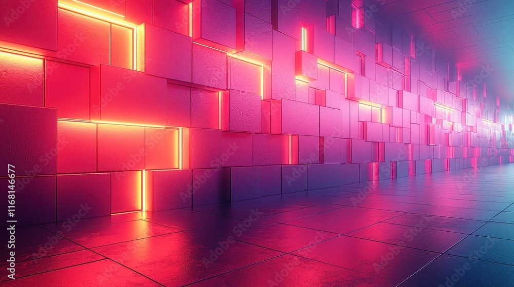 Poster Dynamic Event Backdrop with Geometric Shapes and light Effects