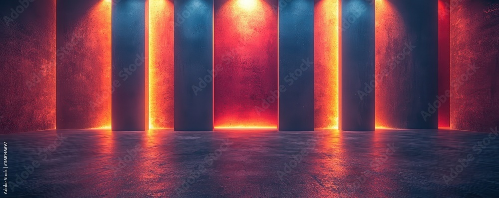 Poster dynamic event backdrop with geometric shapes and light effects