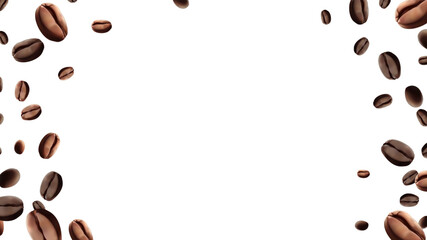 Coffee beans falling Vector illustration 3D Realistic coffee beans falling  For coffee, coffee drink and product design concepts. Template on a white background Mesh gradient wes used