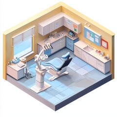 Modern Dental Clinic Interior Design with Tools and Equipment for Patient Care and Oral Hygiene Treatments
