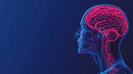 X-ray of the human head with emphasis on the brain structure to determine the symptoms of abnormalities and diseases suffered by the patient, a living illustration of a medical concept