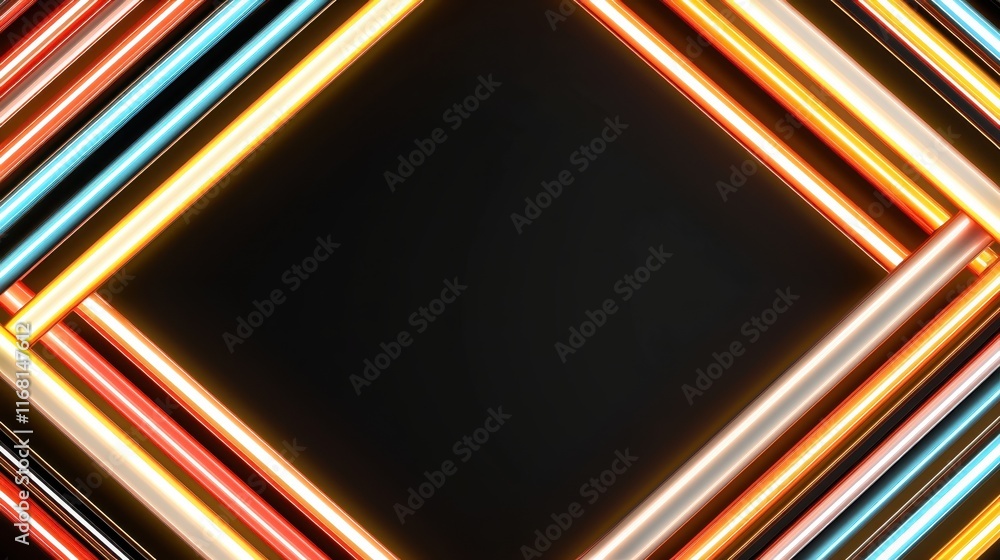 Poster dynamic neon light patterns abstract background graphic art digital