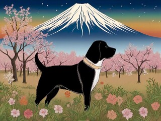 dog in the field,Ai generated 