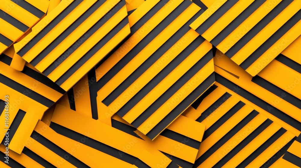 Poster dynamic abstract design featuring yellow-black patterns artistic style studio