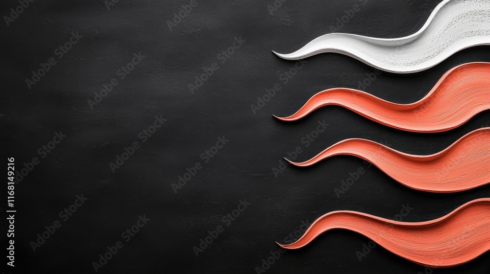 Poster chalkboard abstract background concept. abstract waves in red and white on a black background for ar