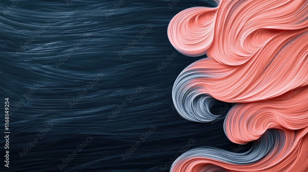 Poster chalkboard abstract background concept. abstract waves of pink and gray stretch across a dark canvas