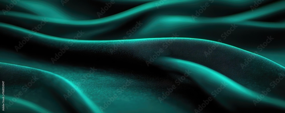 Poster velvet abstract background idea. elegant, flowing teal fabric texture with soft waves creating a lux
