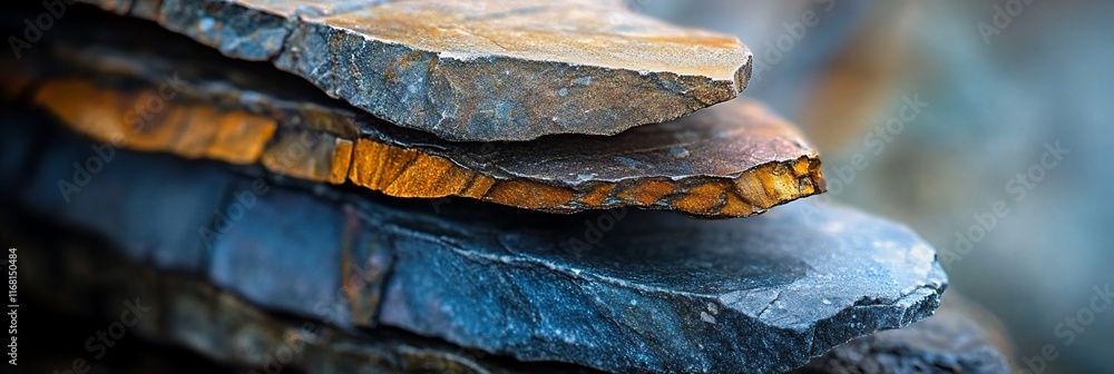 Poster stacked slate stones showing texture and color variations.