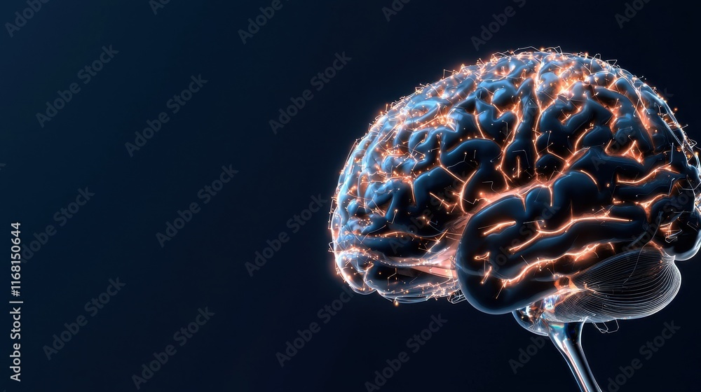 Poster close-up on brain functionality dark setting in neuroscience lab