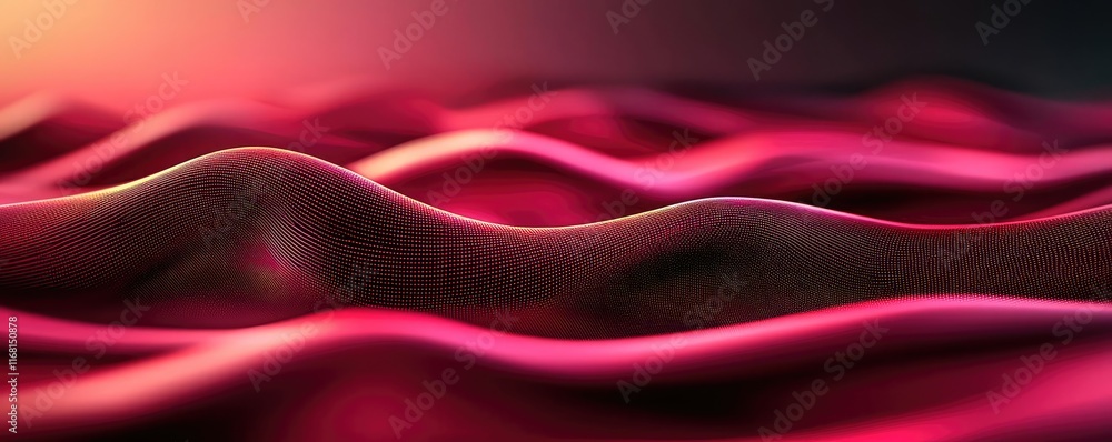 Poster velvet abstract background idea. close-up view of soft, flowing fabric waves in deep red tones and s
