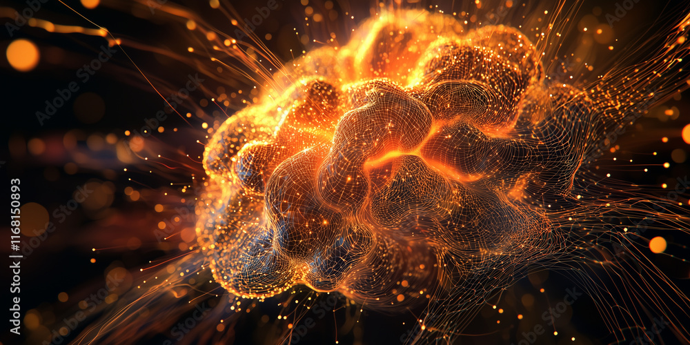 Poster a glowing neural network visualization represents artificial intelligence, connectivity, and technol