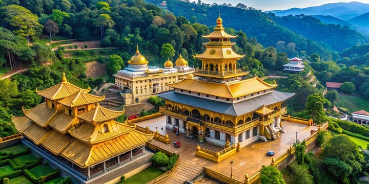 Aerial Macro View: Nelligala Buddhist Center, Sri Lanka - Golden Temple