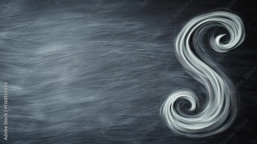 Poster Chalkboard abstract background concept. Abstract swirl design on a textured chalkboard background for creative projects.
