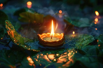 Green Diya lamps for eco friendly Diwali celebration.