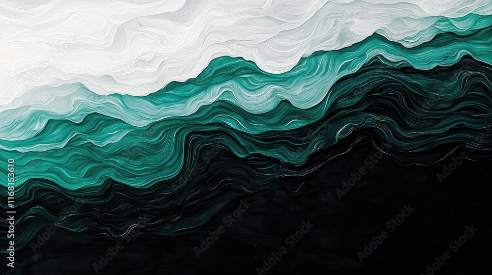 Poster chalkboard abstract background concept. abstract waves in soothing shades of teal and black, creatin