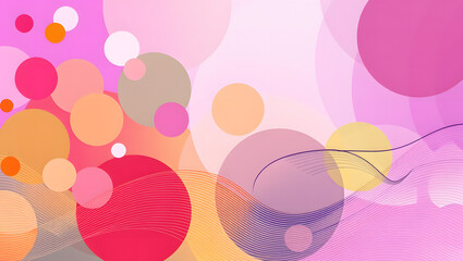 A colorful abstract background with overlapping circles and wavy lines