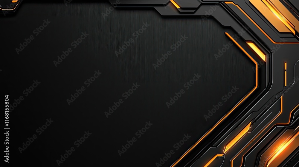Poster velvet abstract background idea. futuristic black background with bold orange circuit patterns and s