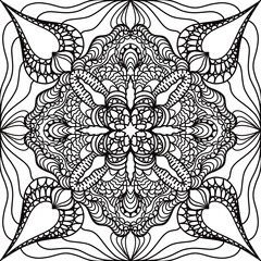 Abstract style painting, Painting for coloring, Black line drawing, Doodle style drawing, Black line art without a definite shape as a circle, With white background, Art, Mandala.