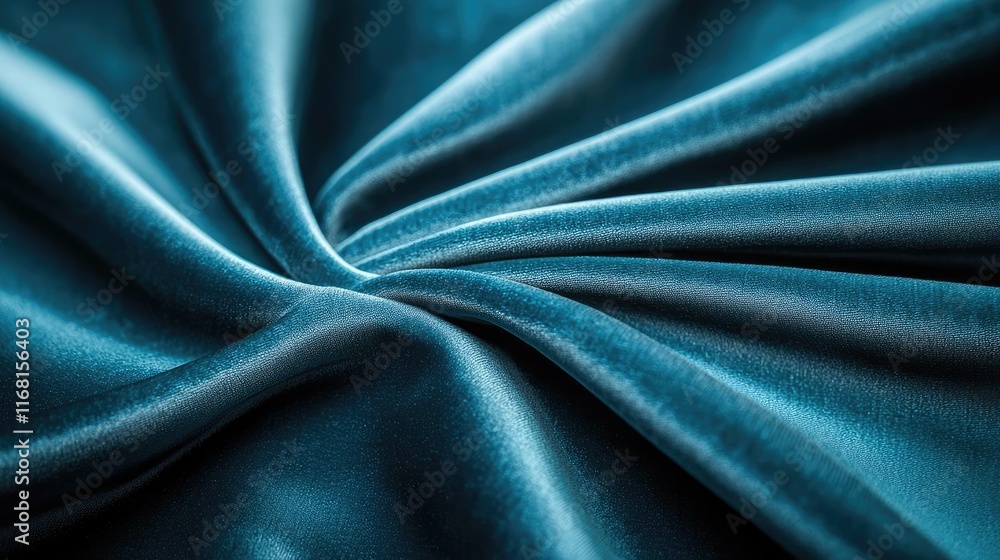 Poster velvet abstract background idea. close-up of luxurious blue fabric with smooth texture and elegant d