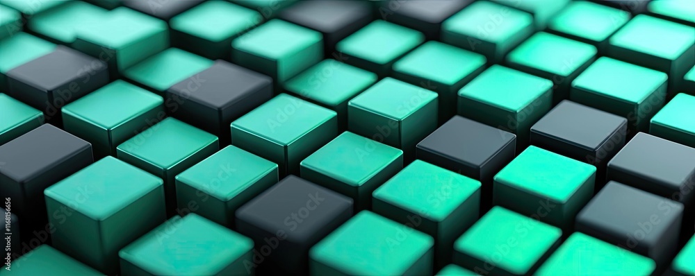 Poster grid abstract background concept. abstract composition of green and black cubes forming a modern dig