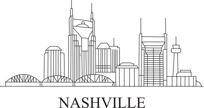 Nashville City Line Draw Simple Minimalist