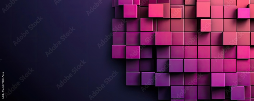 Poster grid abstract background concept. vibrant 3d cubes in shades of pink create a modern abstract backgr