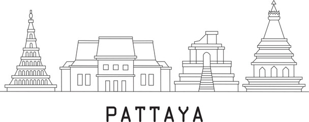 Fototapeta premium Pattaya City Line Draw Simple Minimalist