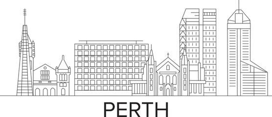 Perth City Line Draw Simple Minimalist