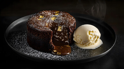 Luxurious Molten Chocolate Lava Cake with Ice Cream Delight