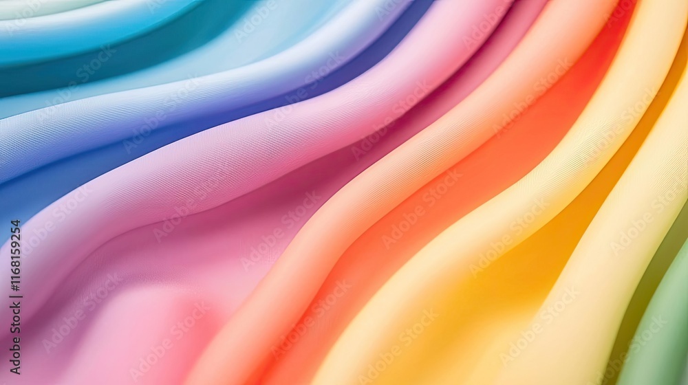 Poster rainbow abstract background idea. colorful fabric waves create a visually appealing texture in soft 