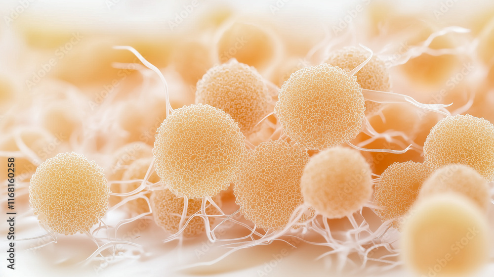 Poster microscopic wonders: peach fuzz texture macro shot