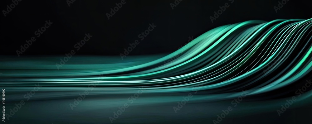 Poster velvet abstract background idea. abstract wave pattern in green tones, representing motion and fluid